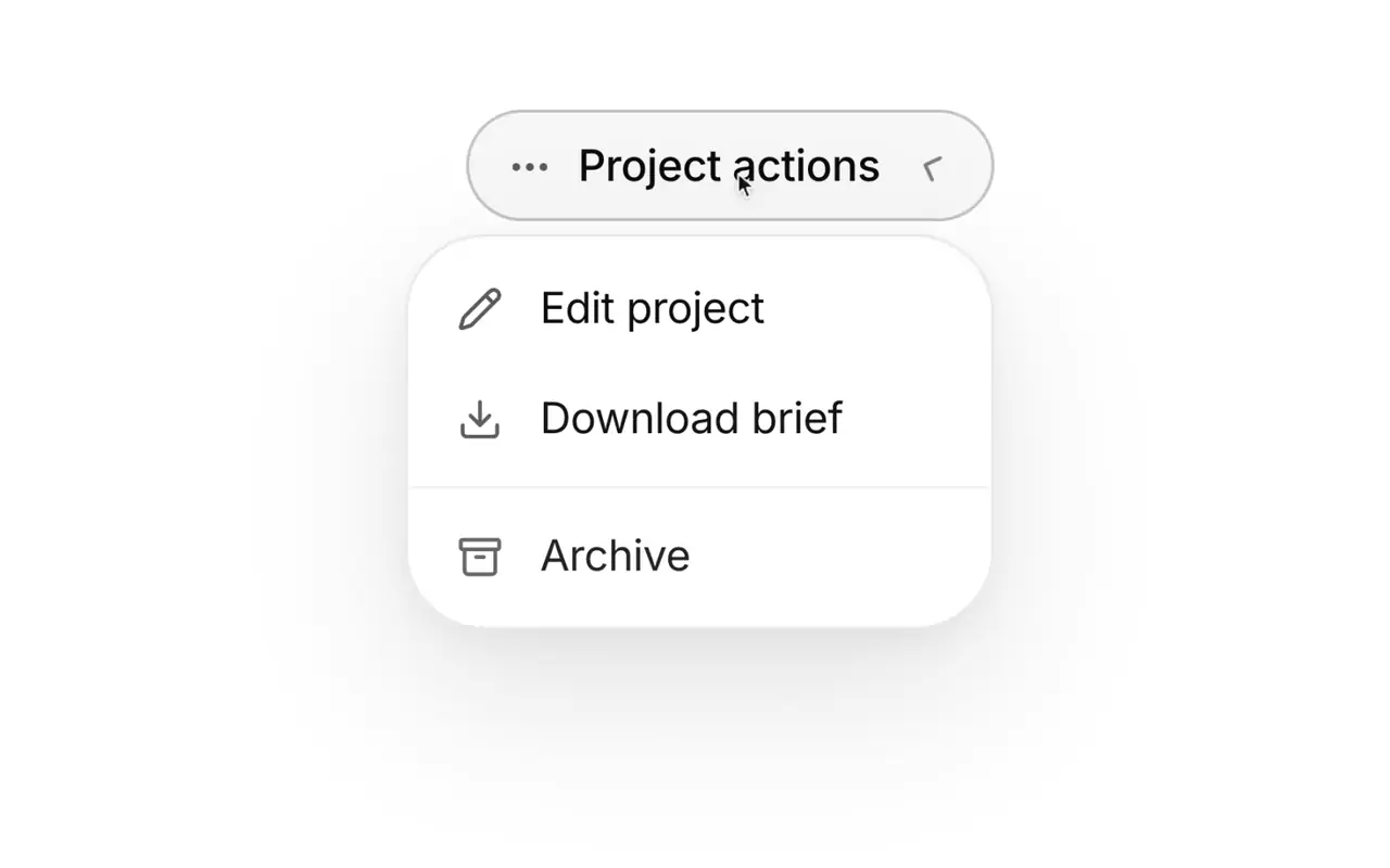 Dropdown menu preview