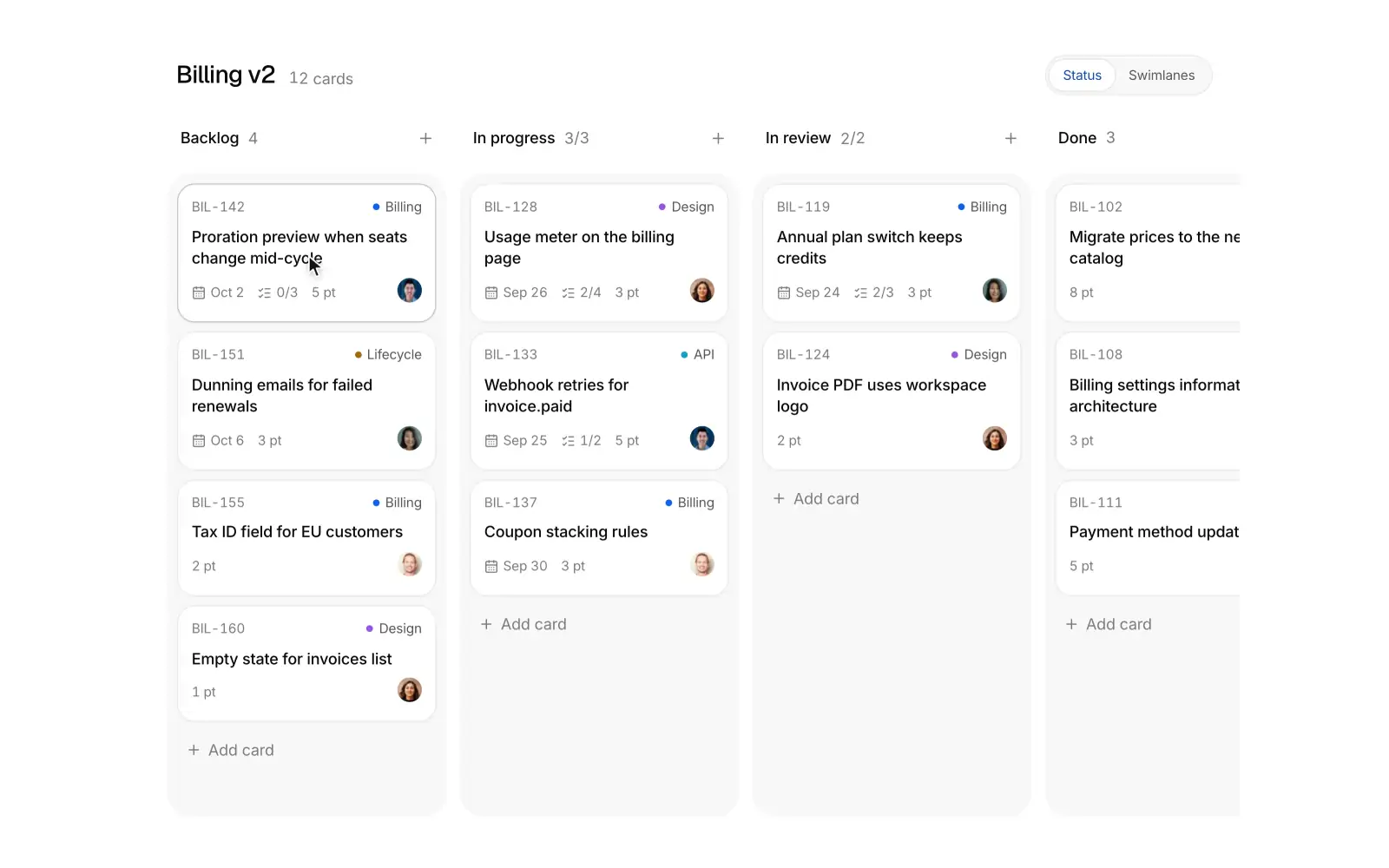 Kanban board preview